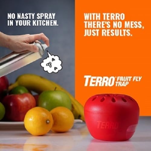 TERRO Fruit Fly Traps for Indoors (4 Pack) + 180 Days of Lure Supply - T2503SR - Lure and Kill Indoor Fruit Flies Near Fruit, Trash Cans, Countertops - Ready to Use Trap - 180 Day Supply