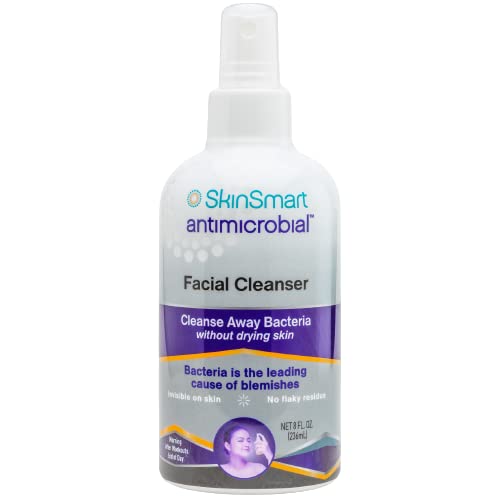 SkinSmart Facial Cleanser for Breakouts, Targets Bacteria for Post-Workout Pimples, Blemishes and Sweat Irritation; 8 oz Spray, Safe for All Ages: Adults and Teens
