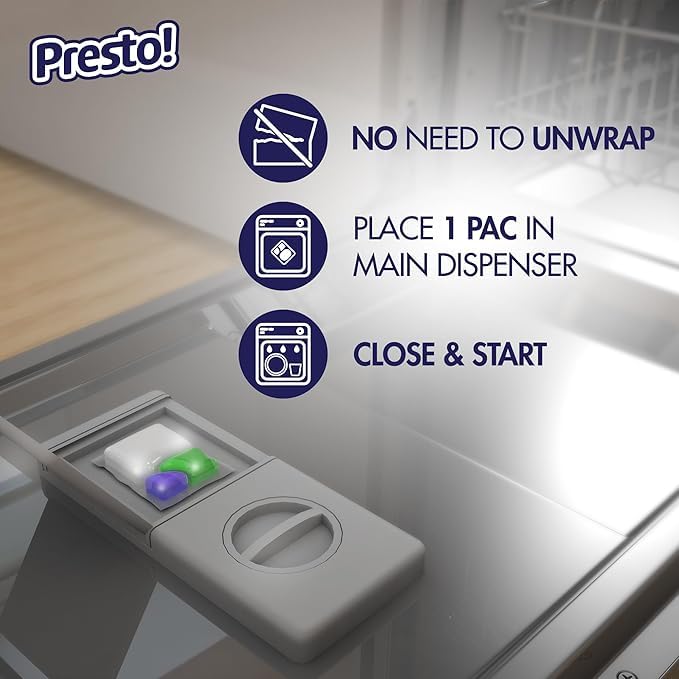 Presto! Triple Action Dishwasher Pacs, Anti-spotting, Fresh Scent, 70 Count