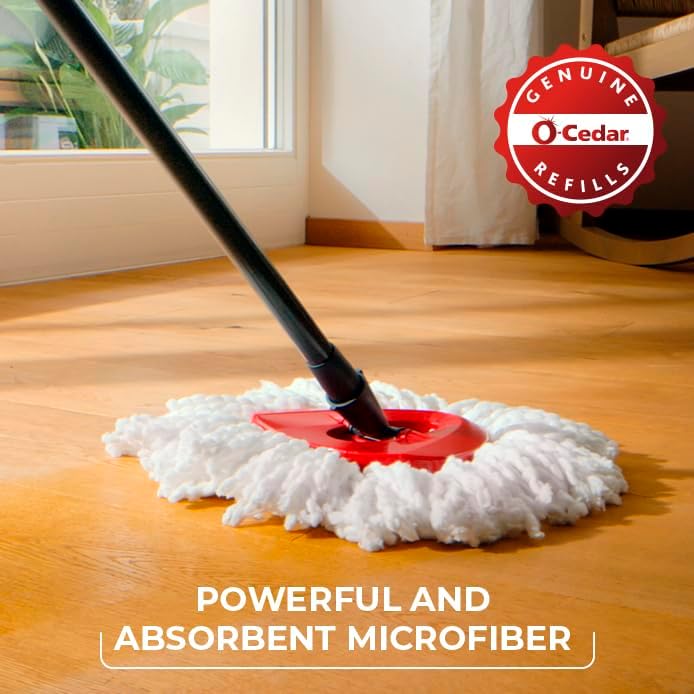 O-Cedar EasyWring Microfiber Spin Mop, Bucket Floor Cleaning System, Red, Gray, Standard