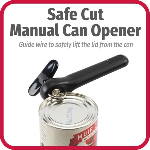 Good Cook Can Opener, Safe Cut Manual Can Opener, no Sharp Can Edges, Black