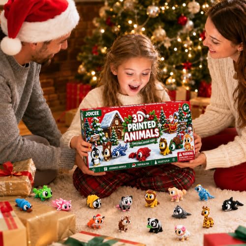 JOICEE 2026 Christmas Advent Calendar with Mini 3D Printed Animals Toys