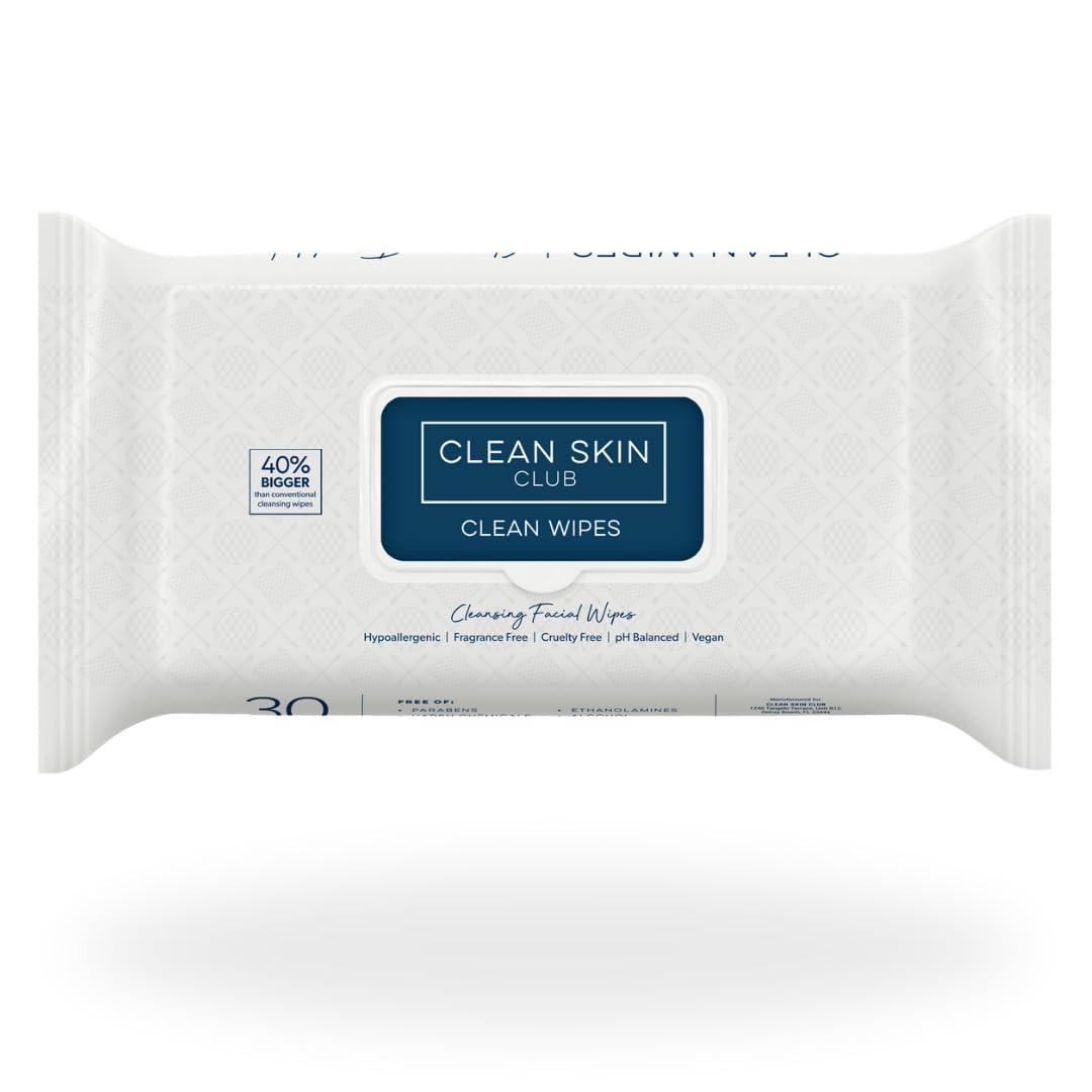 Clean Skin Club XL Face Wipes, 40% Larger, Makeup Remover, 30 Count, Fragrance-Free - Cart Shape