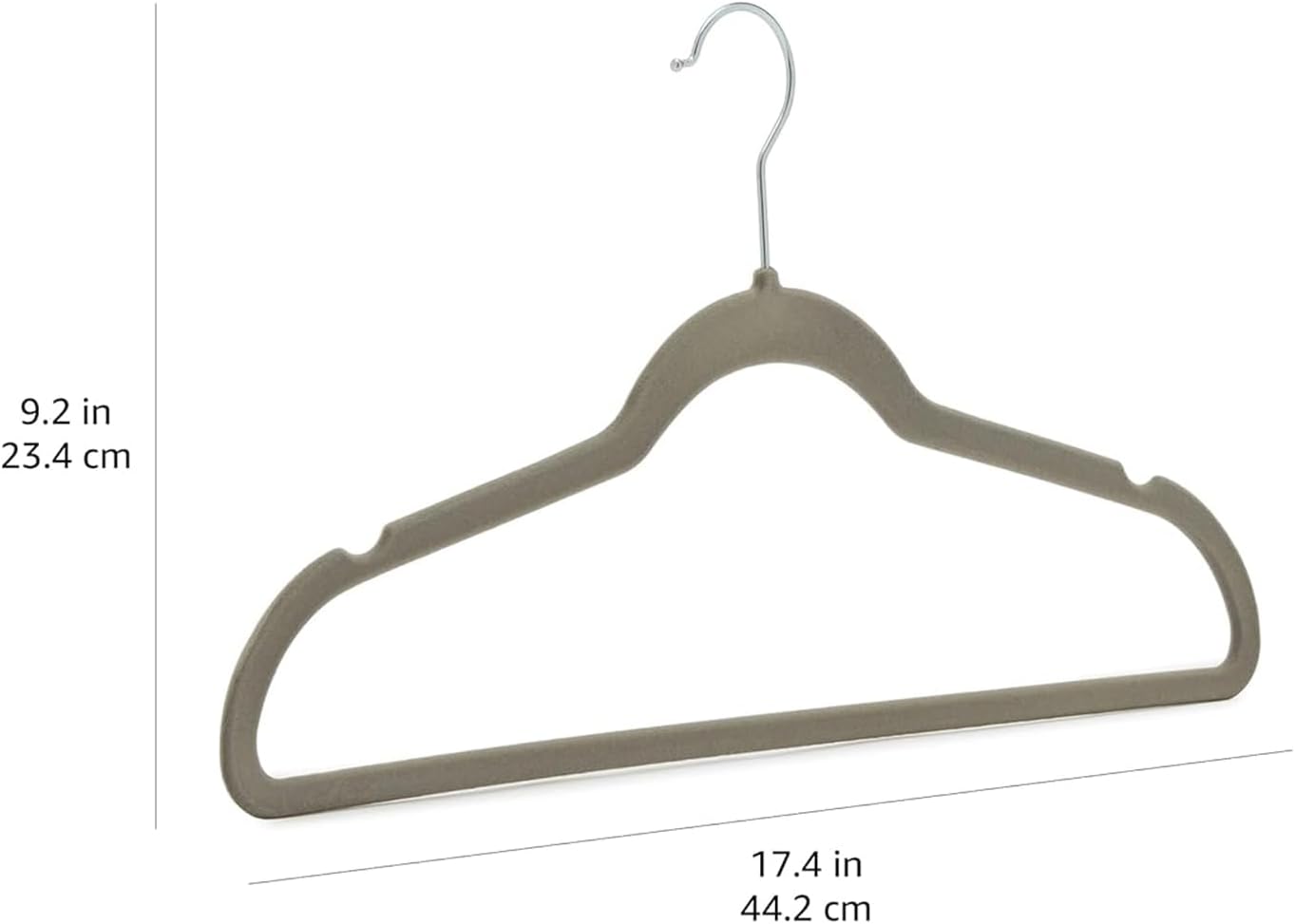 Basics 30-Pack Slim Velvet Non-Slip Suit Hangers – Space-Saving Clothes Hangers with Notched Shoulders & Sturdy Metal Core – Gray/Silver