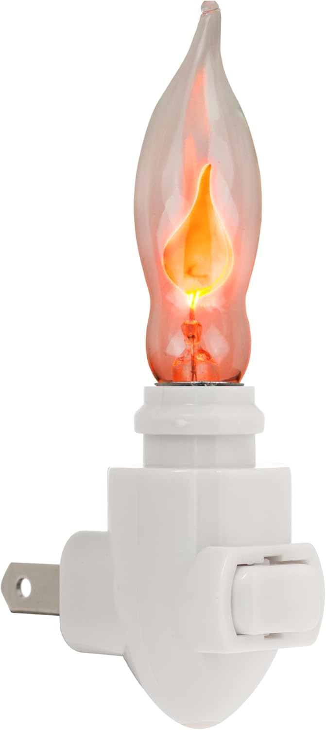 Creative Hobbies A101 Flicker Flame Light Bulb - 3 Watt, 130 Volt, E12 Candelabra Base, Nickel Plated Base - Dances with a Flickering Orange Glow | 5 Pack