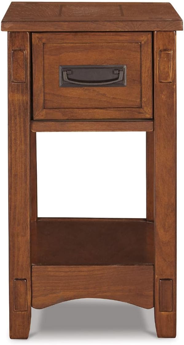 Signature Design by Ashley Breegin New Traditional Wooden Chair Side End Table with 1 Drawer and 1 Fixed Shelf, Brown