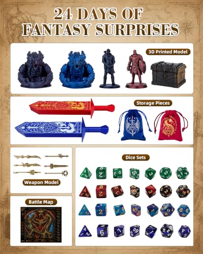 Dnd Dice Advent Calendar 2026 for Teens & Adults, 24pcs RPG Christmas Gift
