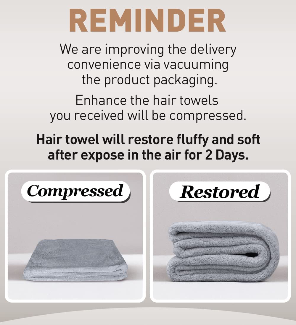 Hicober Microfiber Hair Towels, 3-Pack Drying Wraps for Curly Hair - Cart Shape