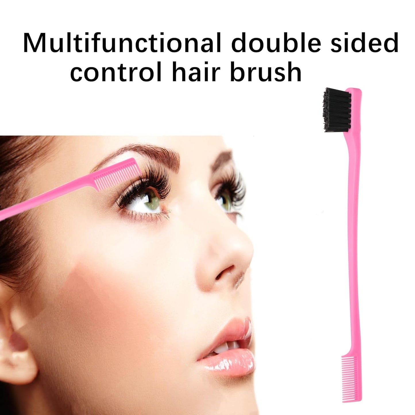 8Pcs Hair Brushes Set with 4Pcs Topsy Hair Tail Tools 1Pcs Bristle Teasing Hair Brush 1Pcs Edge Control Brush 2Pcs Metal Pin Rat Tail Combs for Woman Girl hair Styling,Edge&Back Brushing,Pink