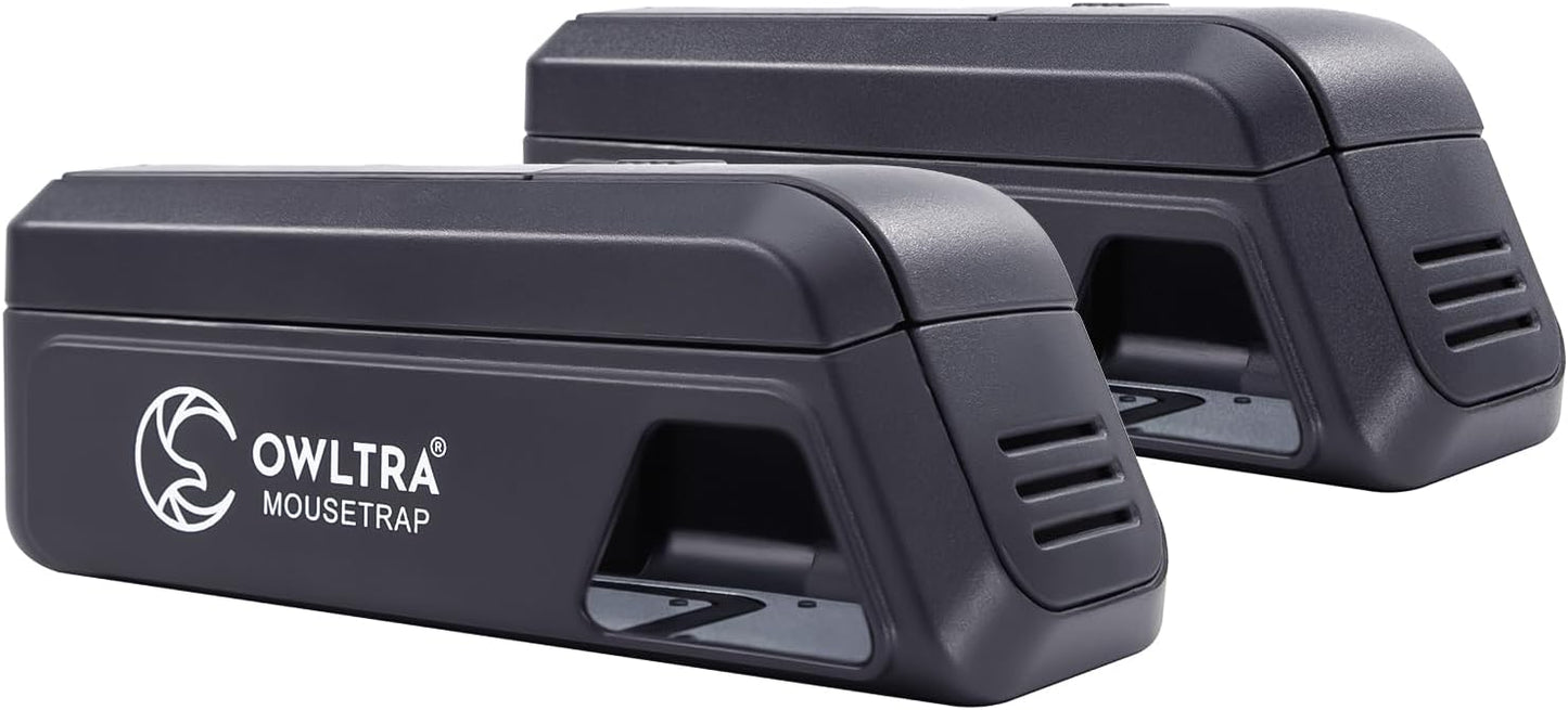 OW-2 Indoor Electric Mouse Trap 2 PCS, Instant Kill Rodent Zapper with Pet Safe Trigger, Black