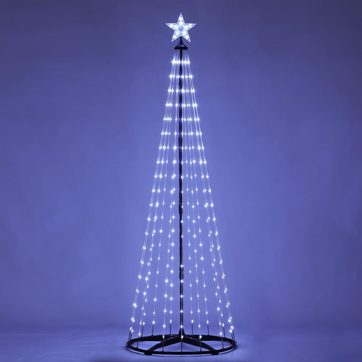 Christmas Outdoor Lighted Trees 7FT Prelit Christmas Cone Tree with 310 LEDs 8 Lighting Modes and Timer for Indoor Outdoor Xmas Porch Lawn