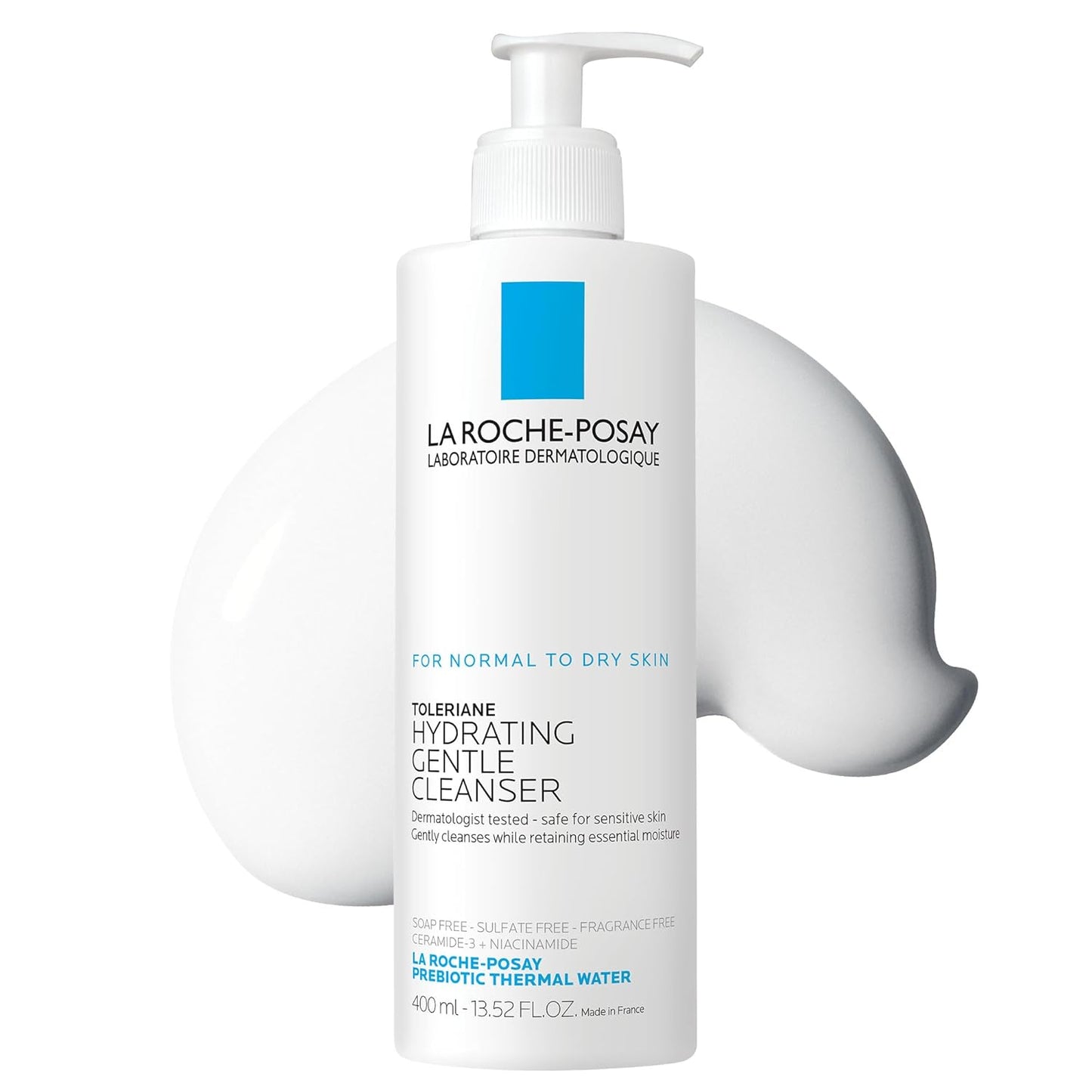 La Roche-Posay Toleriane Hydrating Gentle Face Cleanser, Hydrating Facial Cleanser With Niacinamide + Ceramides, Daily Face Wash For Dry Skin To Normal Skin, Sensitive Skin Tested, Fragrance Free