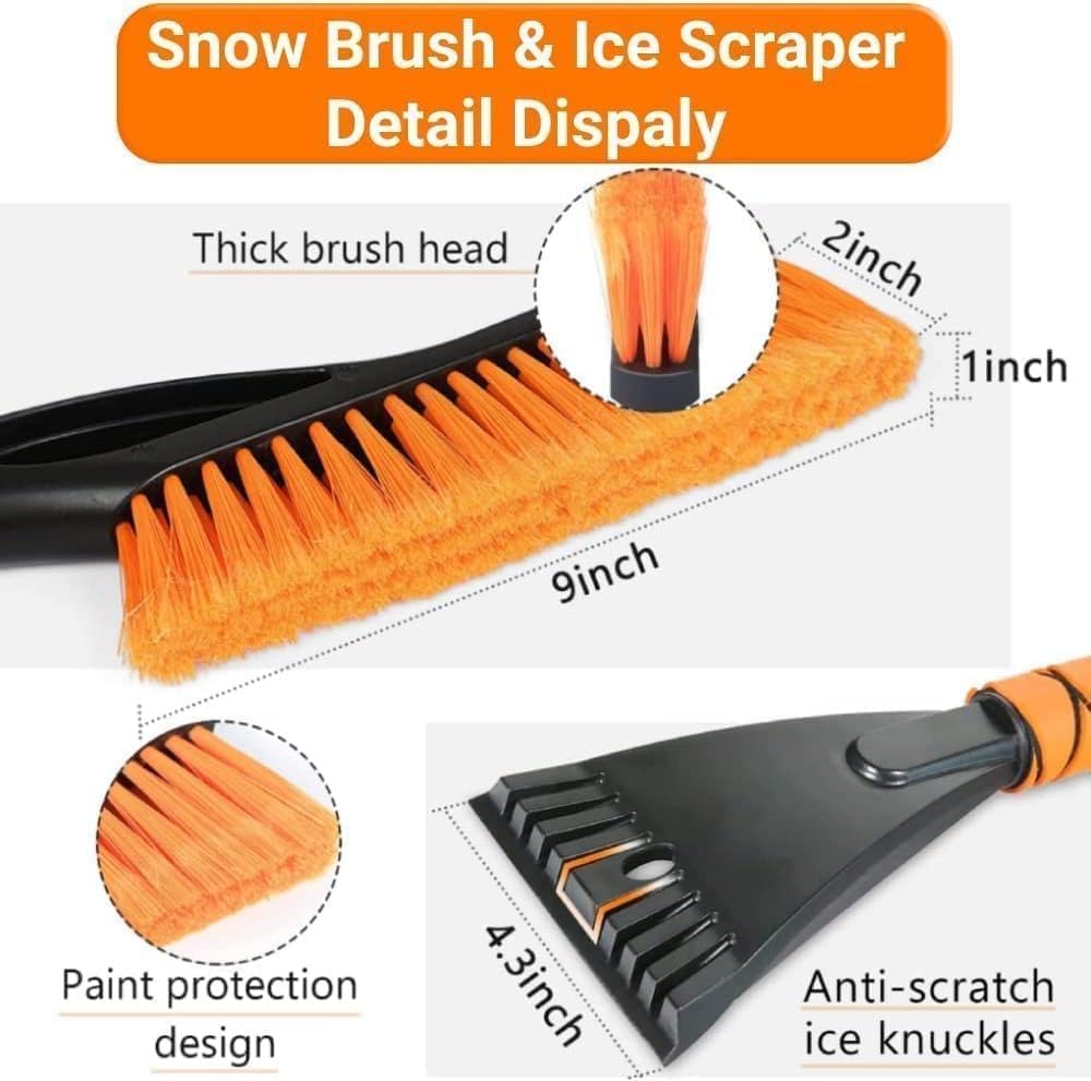 Snow Brush & Ice Scraper, 27'', Ice Scrapers for Car Windshield, Detachable Snow Removal Tool with Ergonomic Foam Grip for Cars, Suvs, Trucks