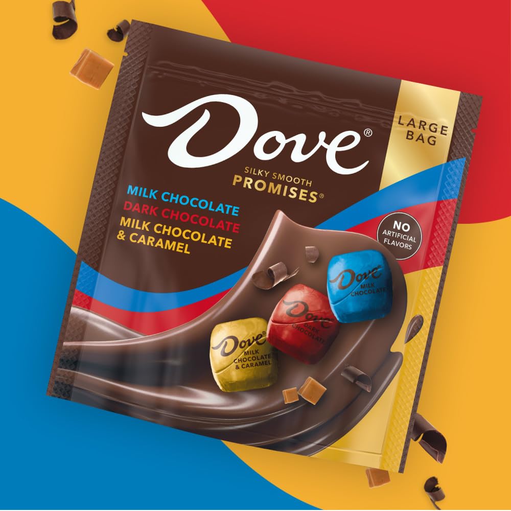 DOVE PROMISES Milk Chocolate, Dark Chocolate, and Milk Chocolate & Caramel Variety Assortment, 14.08 Oz Large Bag