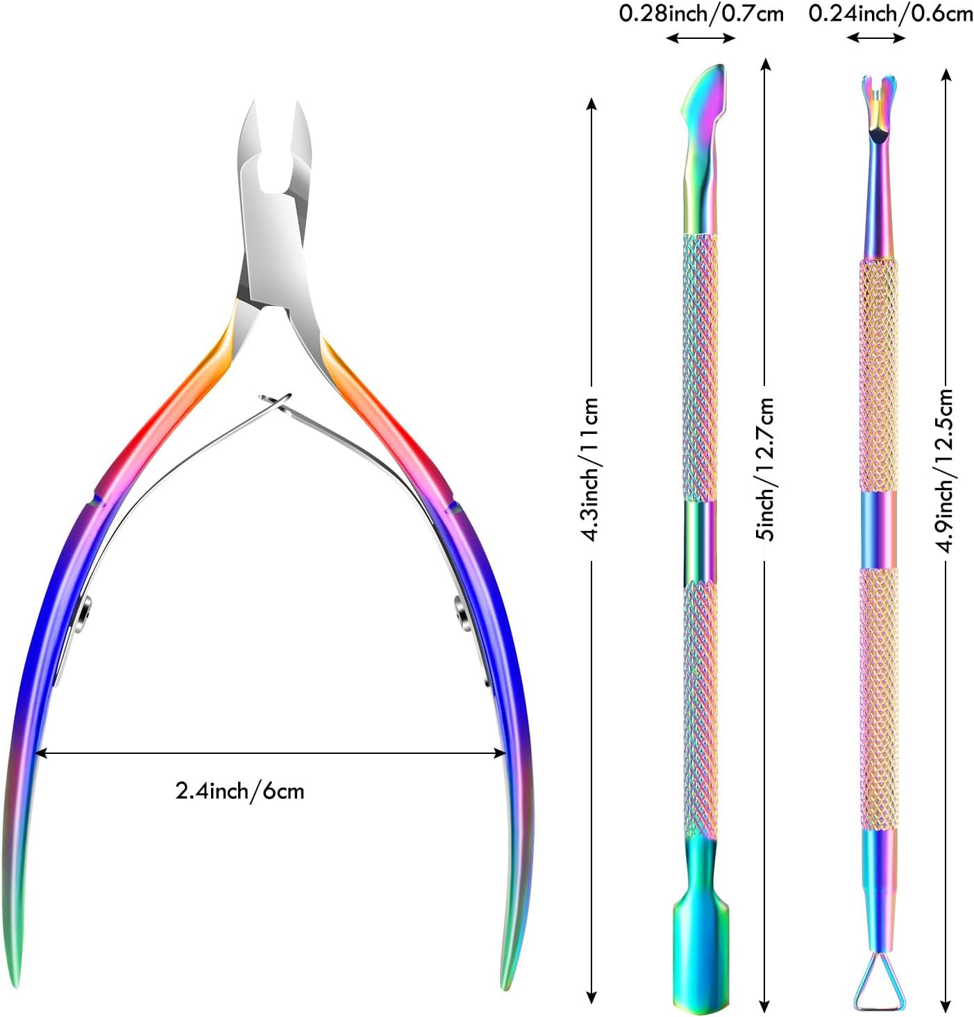 Cuticle Trimmer Cuticle Remover with Cuticle Pusher, XUNXMAS Professional Stainless Steel Durable Pedicure Manicure Tools Cutter Nipper Scissor Clipper for Fingernails and Toenails Dead Skin