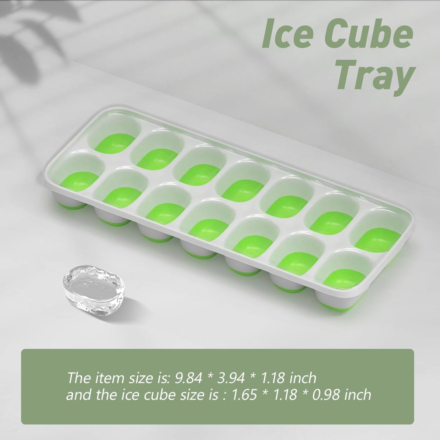 Ice Cube Tray with Lid, 2 Packs 28 Cubes Durable Stackable Ice Cube Trays for Freezer with Removable Lids, Easy-Release Plastic & Silicone Ice Tray for Cocktail, Coffee