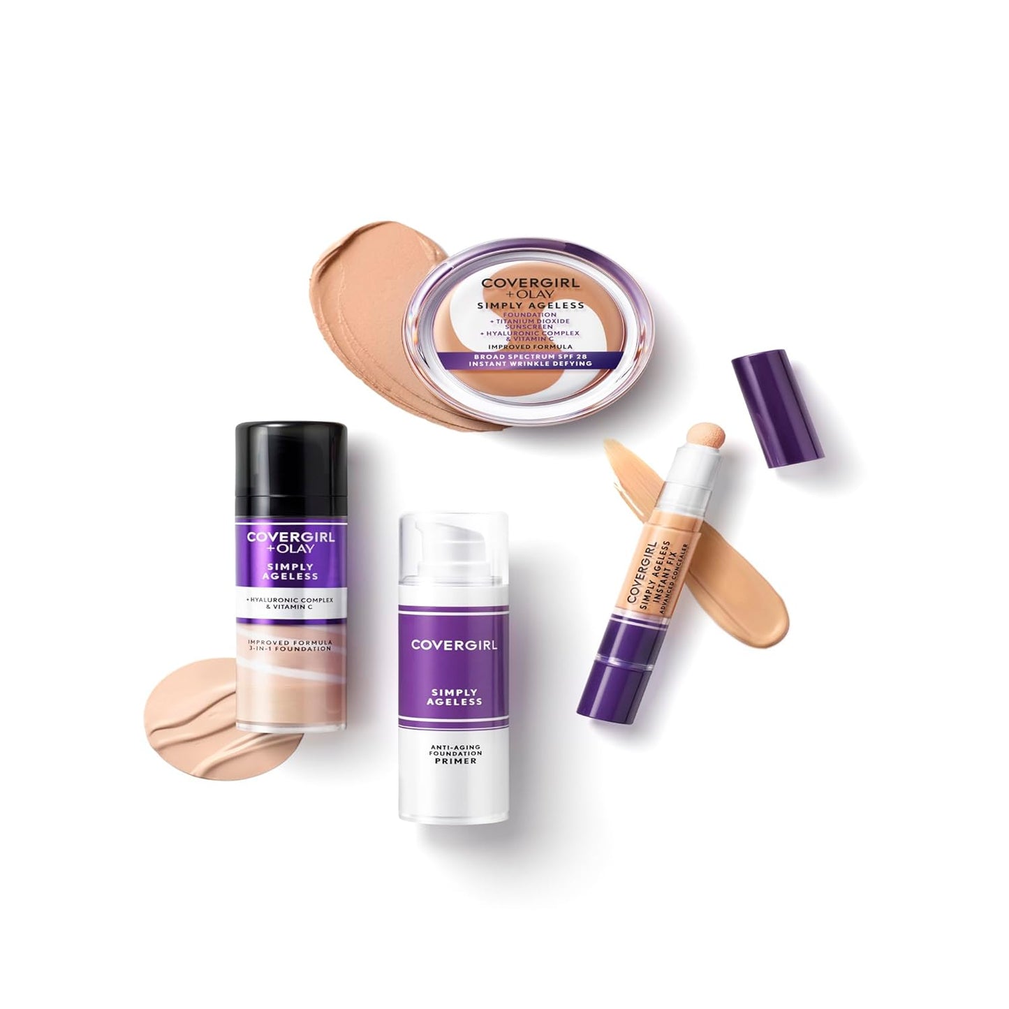 CoverGirl & Olay Simply Ageless 3-in-1 Liquid Foundation, Matte, Hyaluronic, Vitamin C - Cart Shape