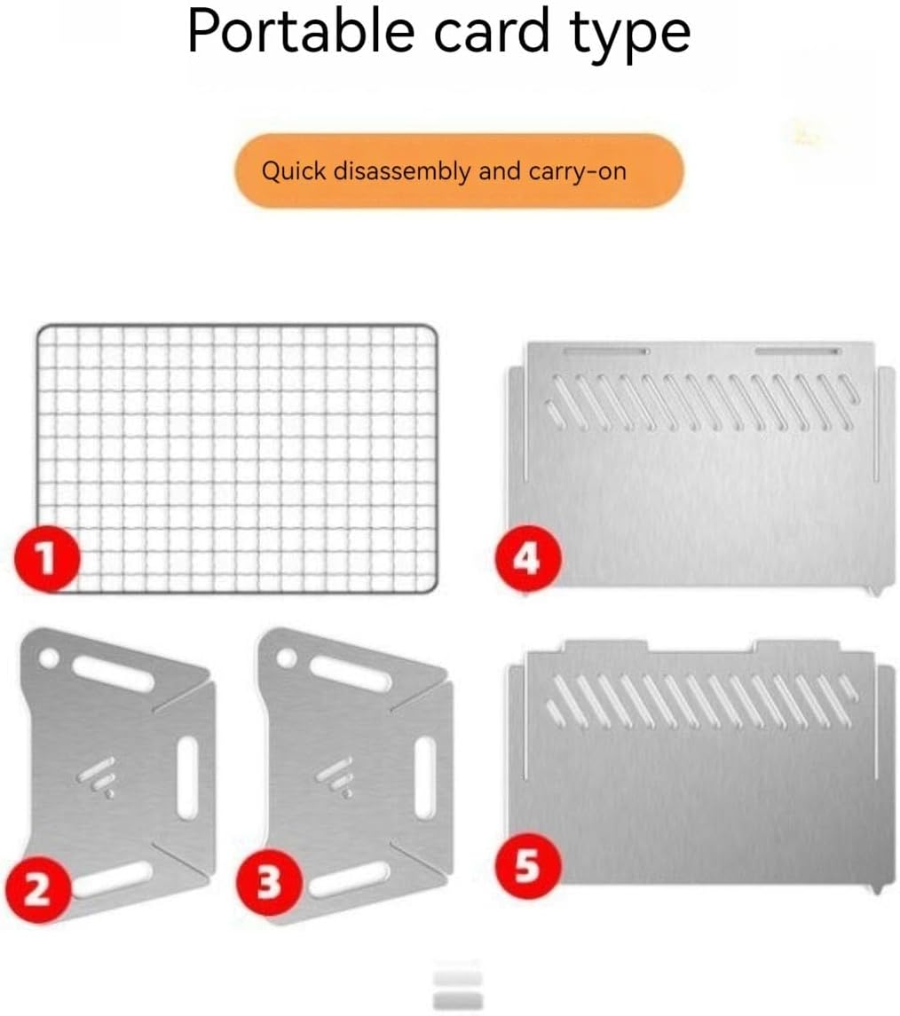 WINB Portable Folding BBQ Grill for 1-2 People - Mini Charcoal Grill for Camping, Compact Stainless Steel Fire Pit with Carry Bag, Outdoor Grill for Backyard, Hiking & Picnic (8.2X5.5 IN)