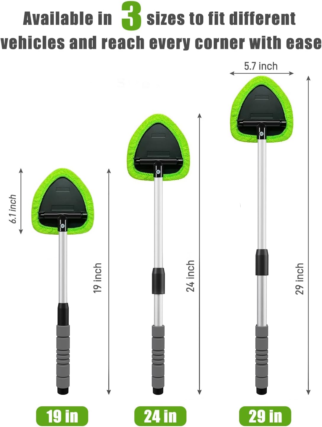 XINDELL 29-inch Windshield Cleaner Tool – Upgrade Large Head Car Interior&Exterior Window Cleaning Kit with Extendable Handle & 4 Microfiber Pads, Auto Wiper Brush for Car, Trucks, SUVs, RVs & Home