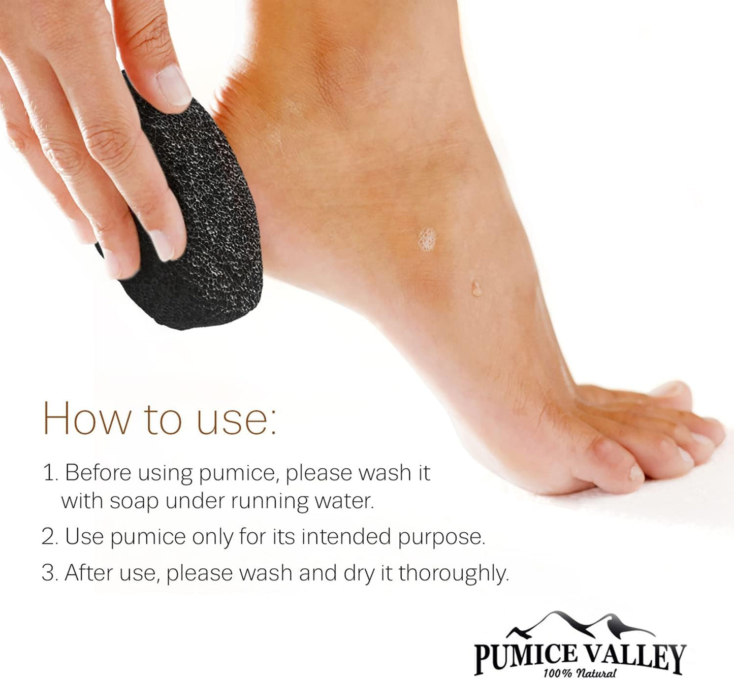 Pumice Stone - Natural Earth Lava Black - Callus/Corn Remover for Feet Heels and Palm - Pedicure Exfoliation Tool - Dry Dead Skin Scrubber - Health Foot Care