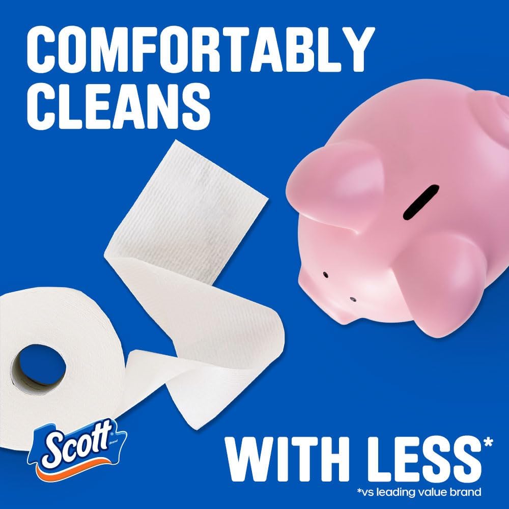 Scott ComfortPlus Toilet Paper, 12 Double Rolls, 231 Sheets per Roll, Septic-Safe, 1-Ply Toilet Tissue