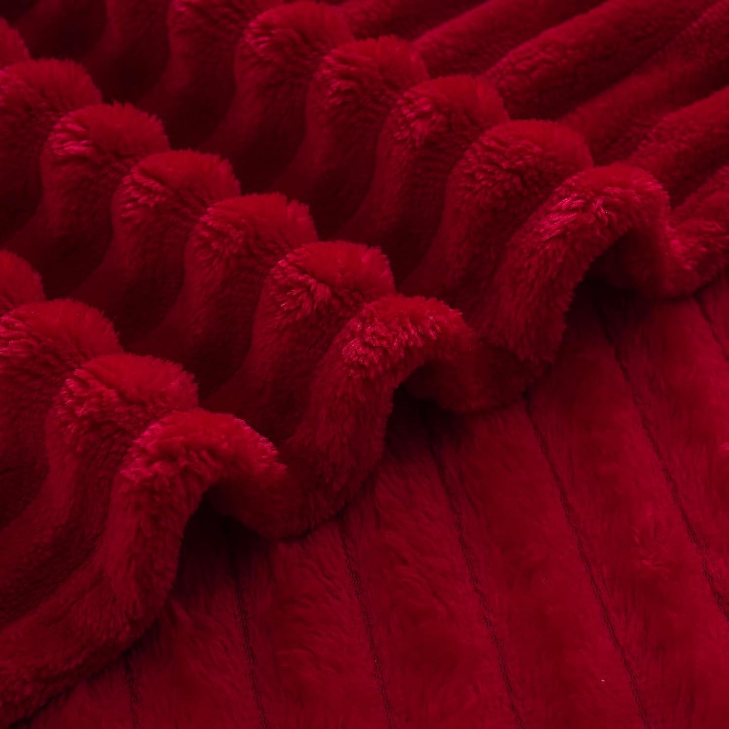 Linecooo Valentines Day Decorations Red Fleece Throw Blanket 50”×60” for Couch Sofa Bed,Super Soft Cozy Plush Microfiber Flannel Blanket with Stripes Design Lightweight for Adults,Woman,Girls Gifts