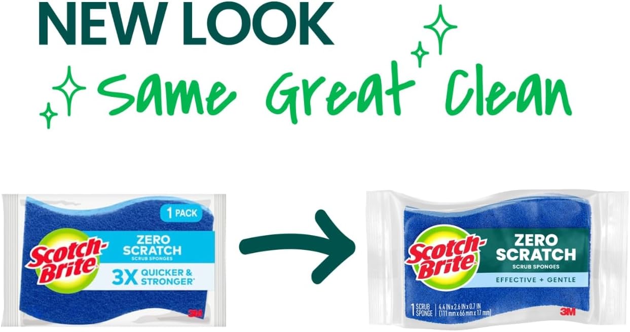 Scotch-Brite Non-Scratch Scrub Sponges, For Washing Dishes and Cleaning Kitchen, 9 Scrub Sponges