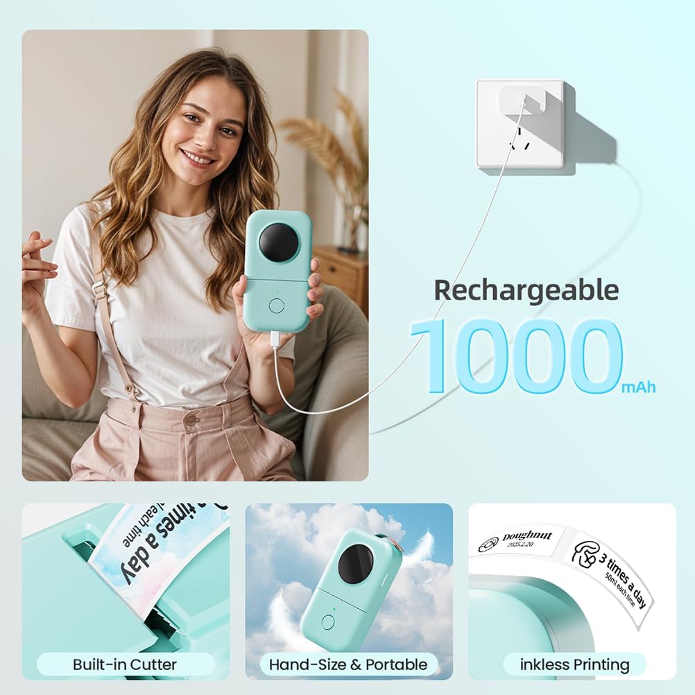 Phomemo D30 Label Maker Machine, Portable Bluetooth Mini Label Printer, Smart Phone Handheld Thermal Sticker Small Labeler Multiple Templates Font Icon Inkless for Home Office