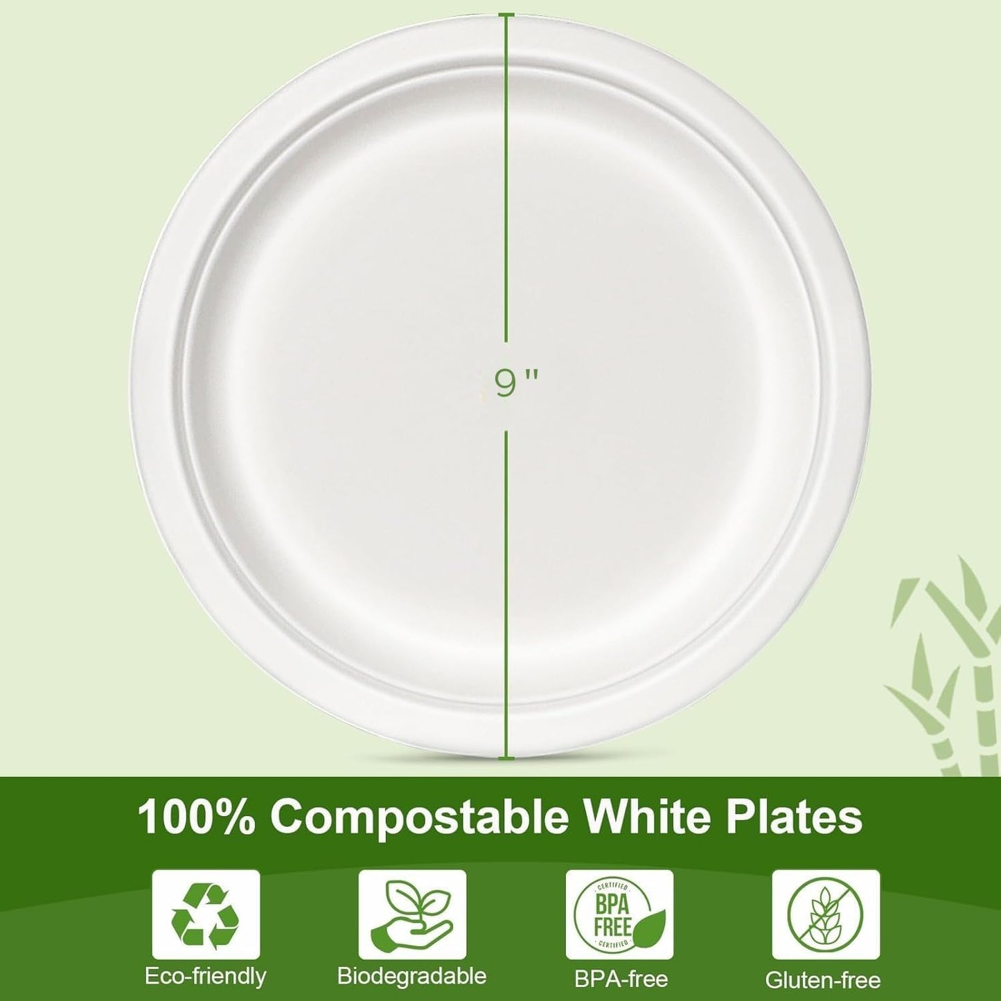 100% Compostable 5X Stronger Round 9-Inch 125 Count & 10-Inch 150Count Paper Plates| Disposable Biodegradable Bagasse Microwave-Safe, Soak-Proof, Cut & Leak Resistant Plates For Everyday Meals BBQs & Parties