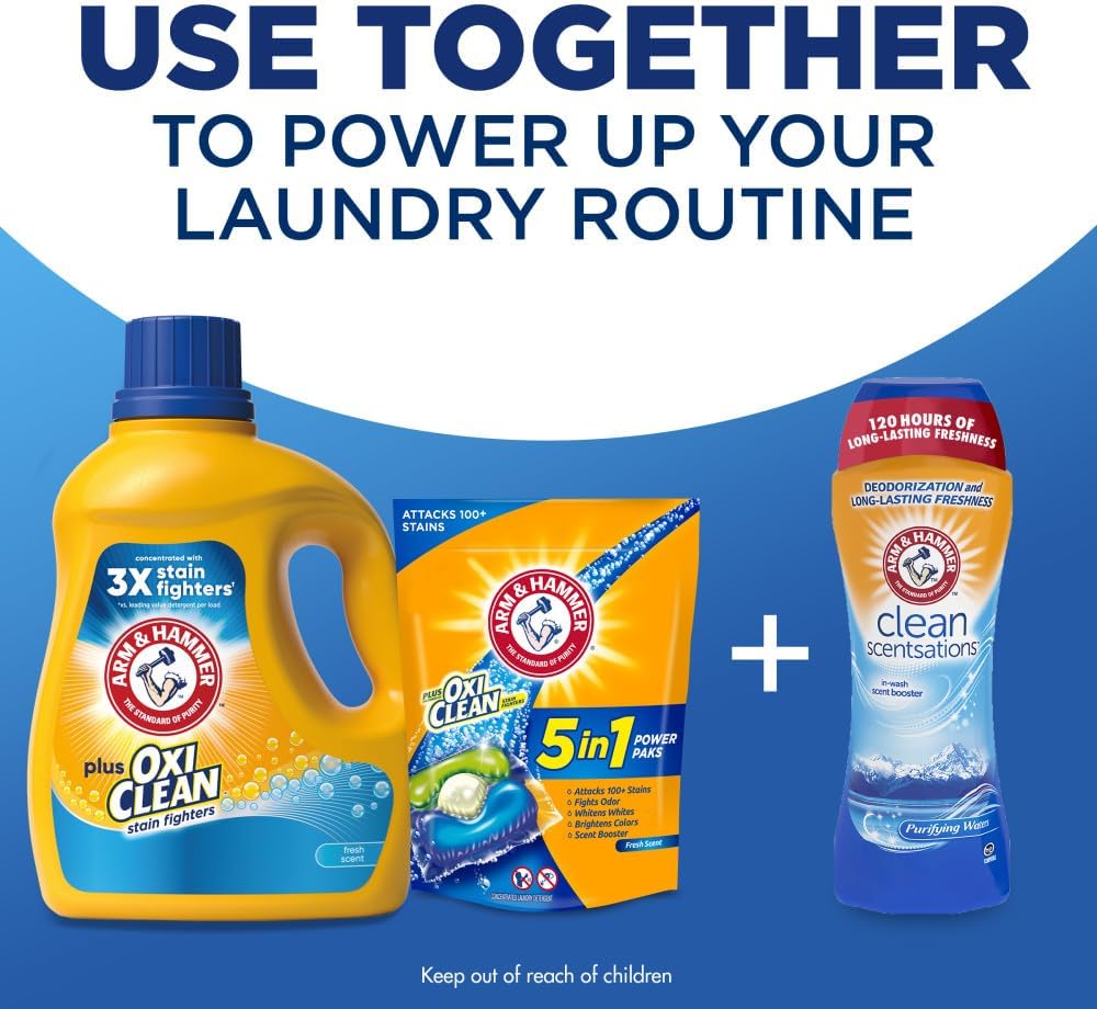 Arm & Hammer Plus OxiClean Fresh Scent, 128 Loads Liquid Laundry Detergent, 166.5 Fl oz