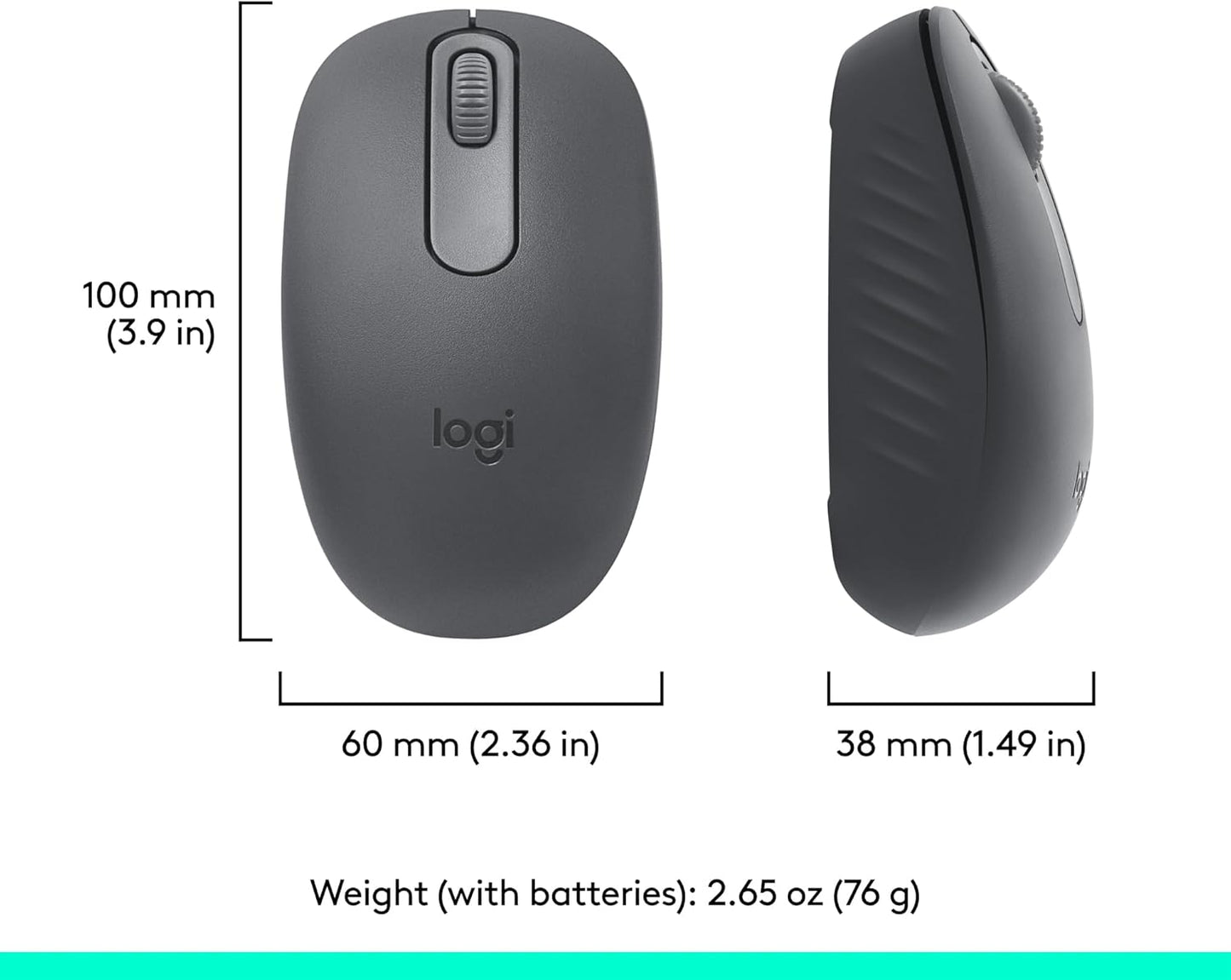 Logitech M196 Bluetooth Wireless Mouse, Compact and Portable Mouse for Laptops, Tablets and More, 12-Month Battery, Smooth Tracking, Compatible with PC and Mac, Windows and macOS - Graphite