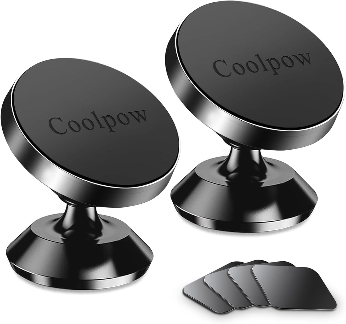 Coolpow 2 Packs Magnetic Phone Holder for car Strong Magnet phone holders for your car phone holder Mount for Car 4 Metal Plate Universal Dash cell phone car mount for iphone Samsung car accessories