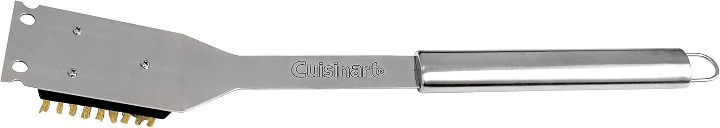 Cuisinart Stainless Steel 16.5" Long Handle Grill Cleaner Brush and Scraper for BBQ, Griddle, Grills, Cookout Tool, Grill Brush for Outdoor Grills BBQ Accessories