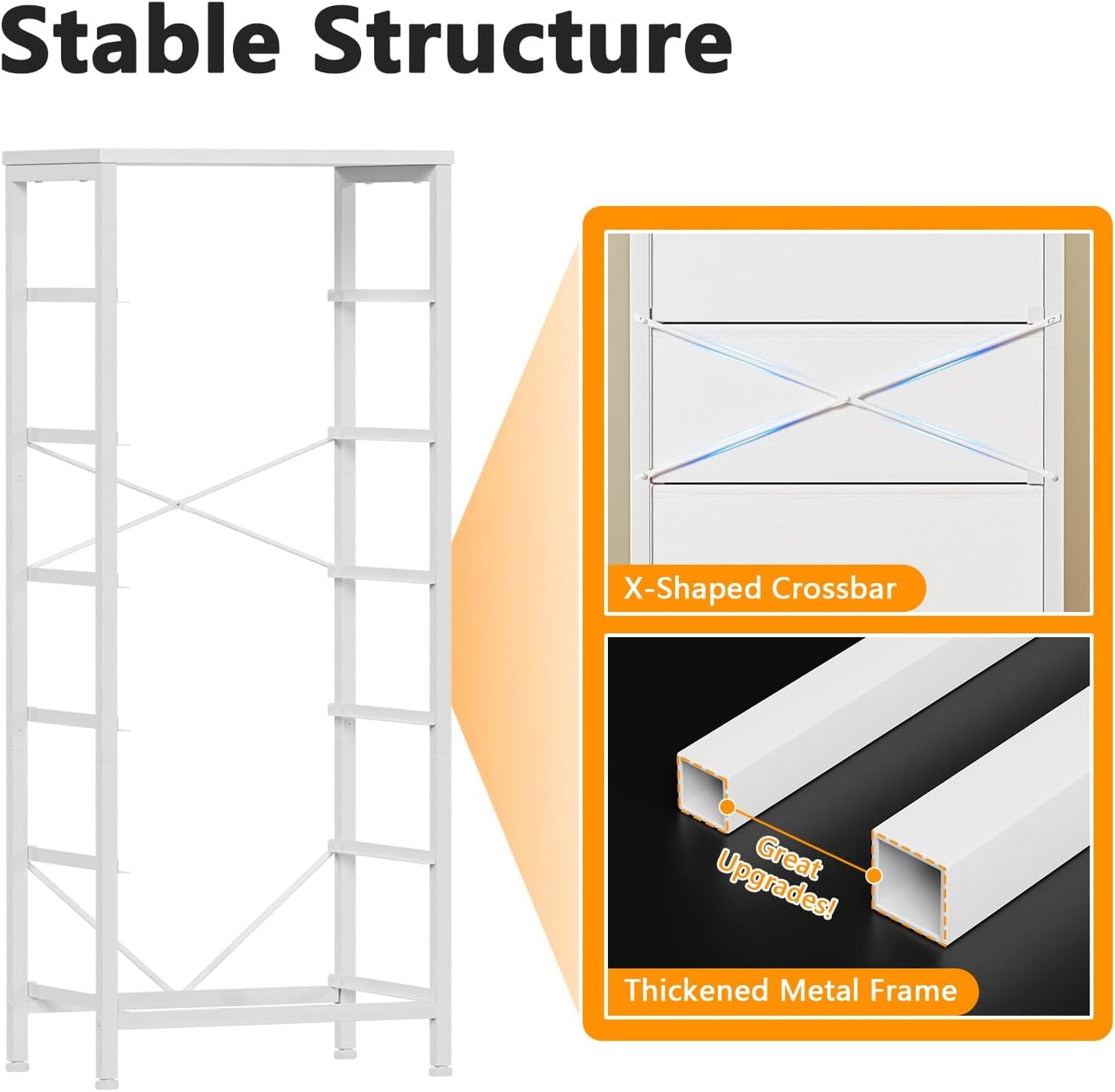 Furnulem White Tall Dresser for Bedroom,Vertical Storage Tower Unit and End Table with 6 Fabric Drawers, Nightstand Furniture with Drawer Organizer in Living Room,Closet,Entryway,Hallyway