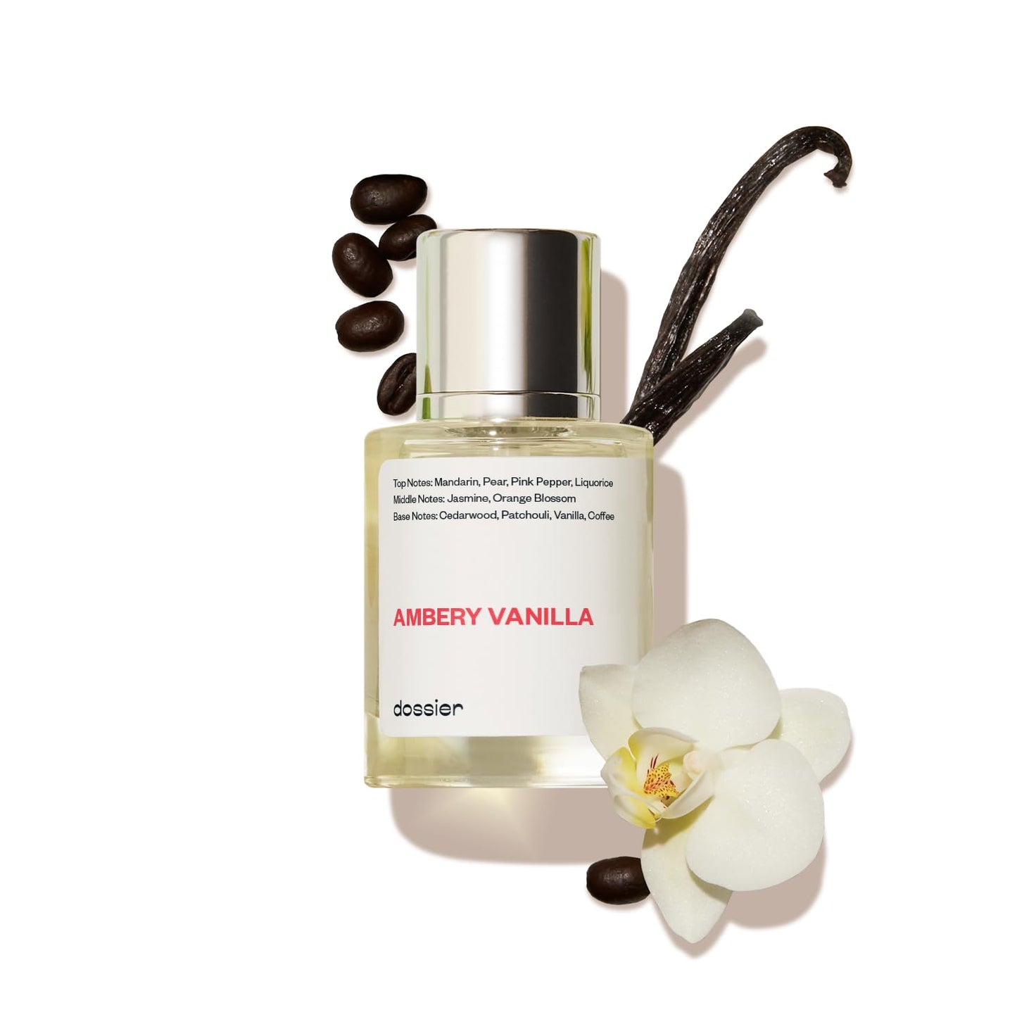 Dossier - Ambery Vanilla 1.7Oz (50ml) - Eau de Parfum - Inspired by Y S.L's B.lack O.pium - Long-lasting Fragrance - Feminine - Cart Shape