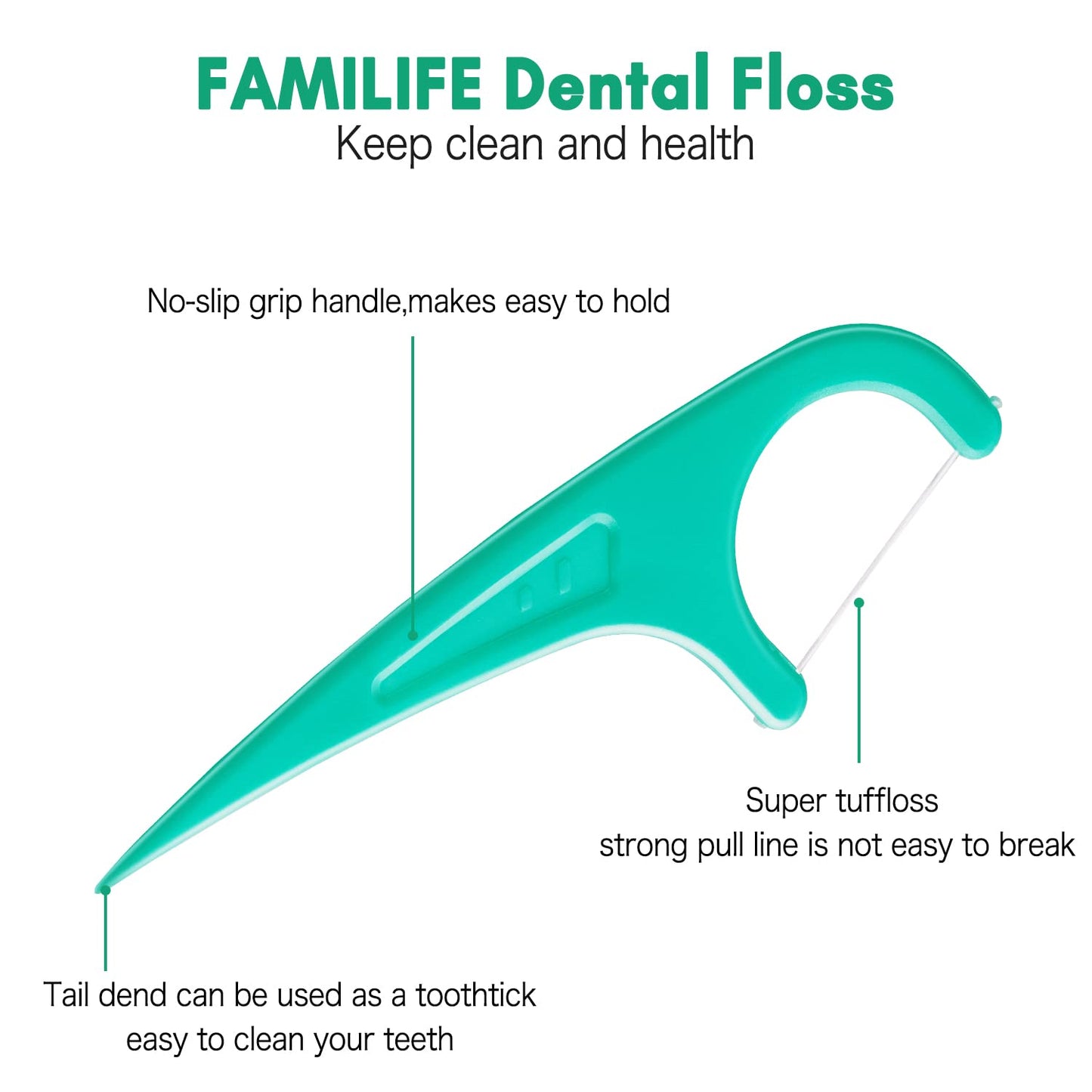 FAMILIFE Floss Picks, 240 Count Mint Dental Floss Cleaner, Tooth Picks Flossers with 4 Travel Handy Cases, Helps to Fight Tooth Decay and Keep Your Teeth Clean, Flossing Sticks for Family