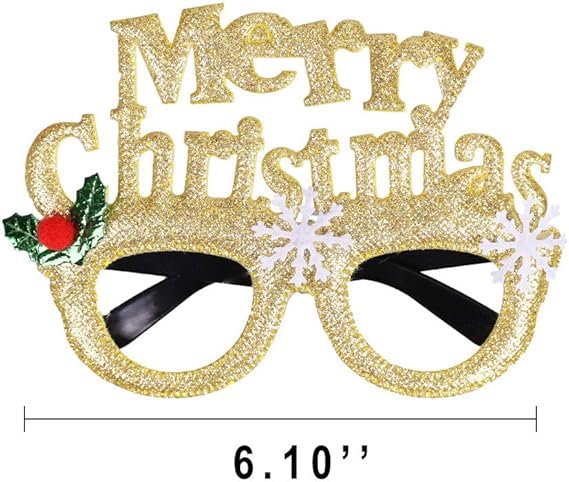 Max Fun 12Pcs Christmas Glasses Glitter Holiday Party Glasses Frames Christmas Decoration Accessories Costume Eyeglasses for Christmas Parties Holiday Favors (One Size Fits All)