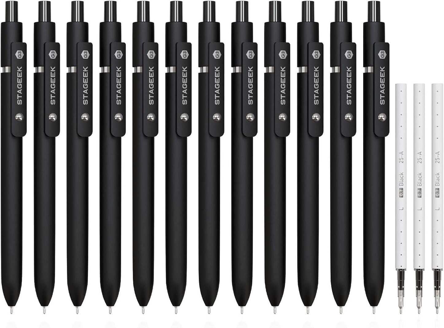Black Gel Pens, 12Pcs Fine Point Smooth Writing Pens with 3 Extra Refills, Quick Dry Black Ink Pens for Journaling, Office, Note Taking, School Supplies, Nurse Aesthetic(Black)