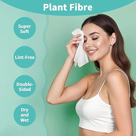 Face Towels, 10"×12" Disposable Face Towel, Face Towelettes XL, Ultra Soft Makeup Remover Dry Wipes, Thick Face Towel for Sensitive Skin, 50 Count (1 Pack)