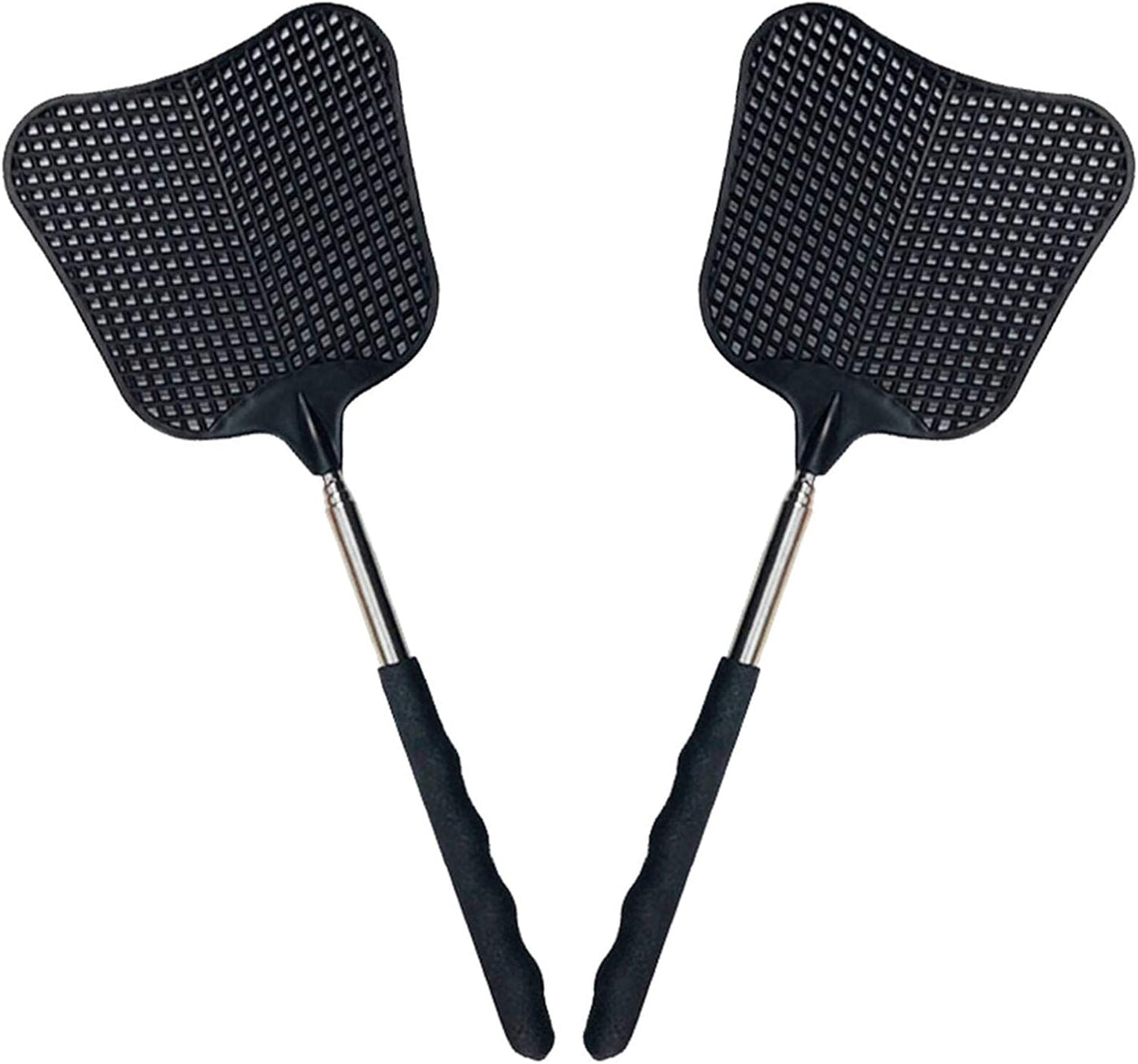 Foxany Telescopic Fly Swatters, Durable Plastic Fly Swatter Heavy Duty Set, Flyswatter with Stainless Steel Handle for Indoor/Outdoor/Classroom (2 Pack)