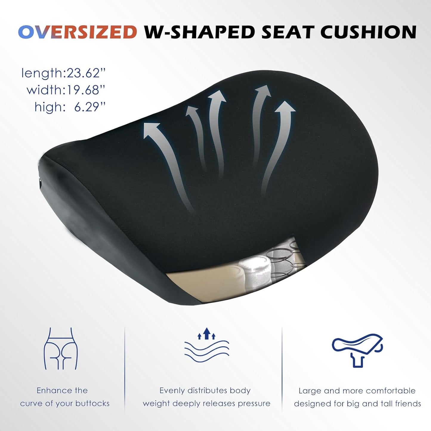 BOSMILLER 700lbs Big and Tall Office Chair with Wide Thick Seat Cushion for Sitting All Day,Ergonomic Mesh Desk Chair with Adjustable Lumbar Support for Heavy People,4D Armrests