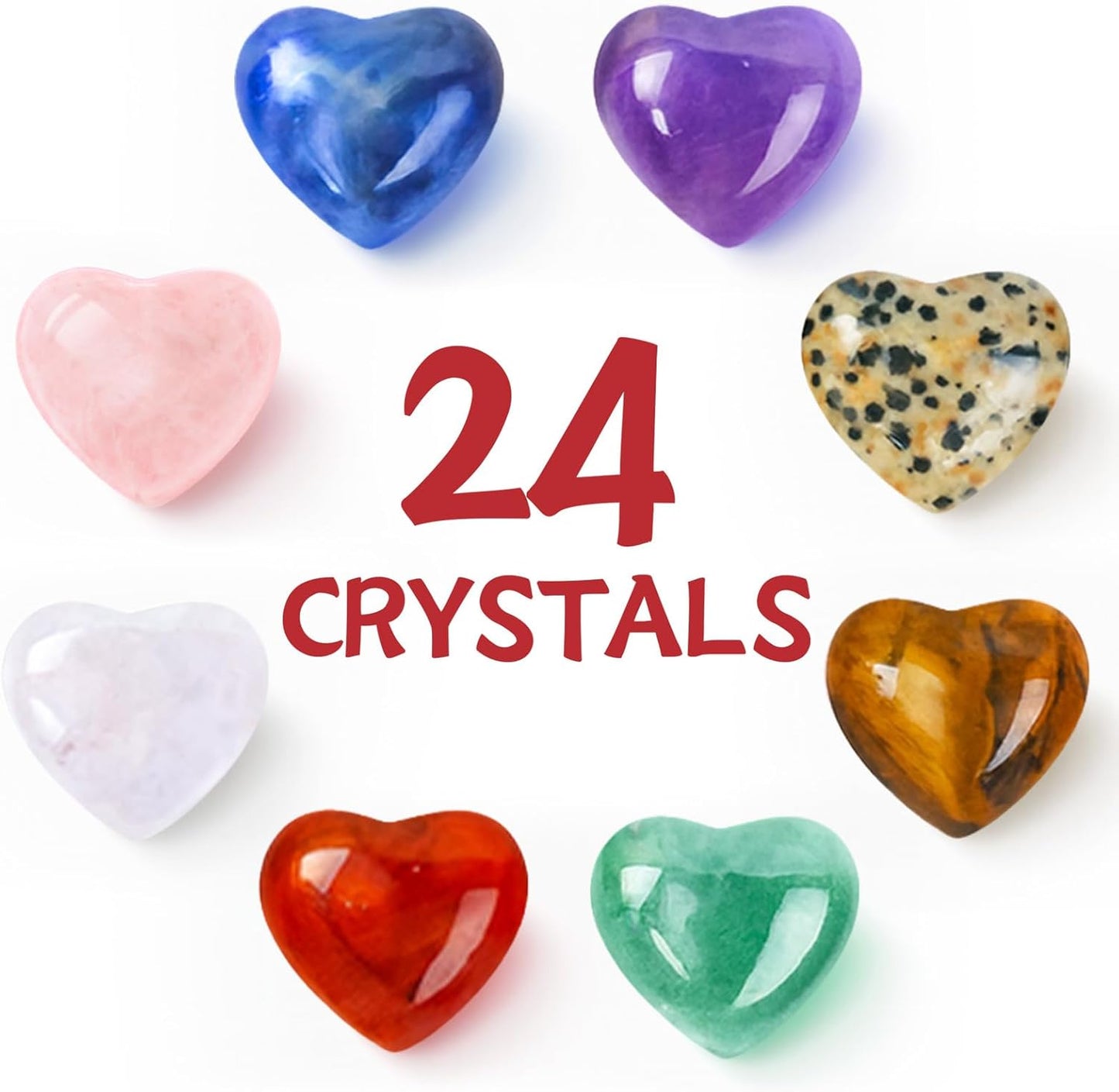 ORIENTAL CHERRY Valentines Day Gifts for Kids - 24 Pack Valentines Cards with Heart-Shape Gems - Valentine Crystals Rock Gift Exchange for Boys Girls Toddlers Class Classroom School Party Favor