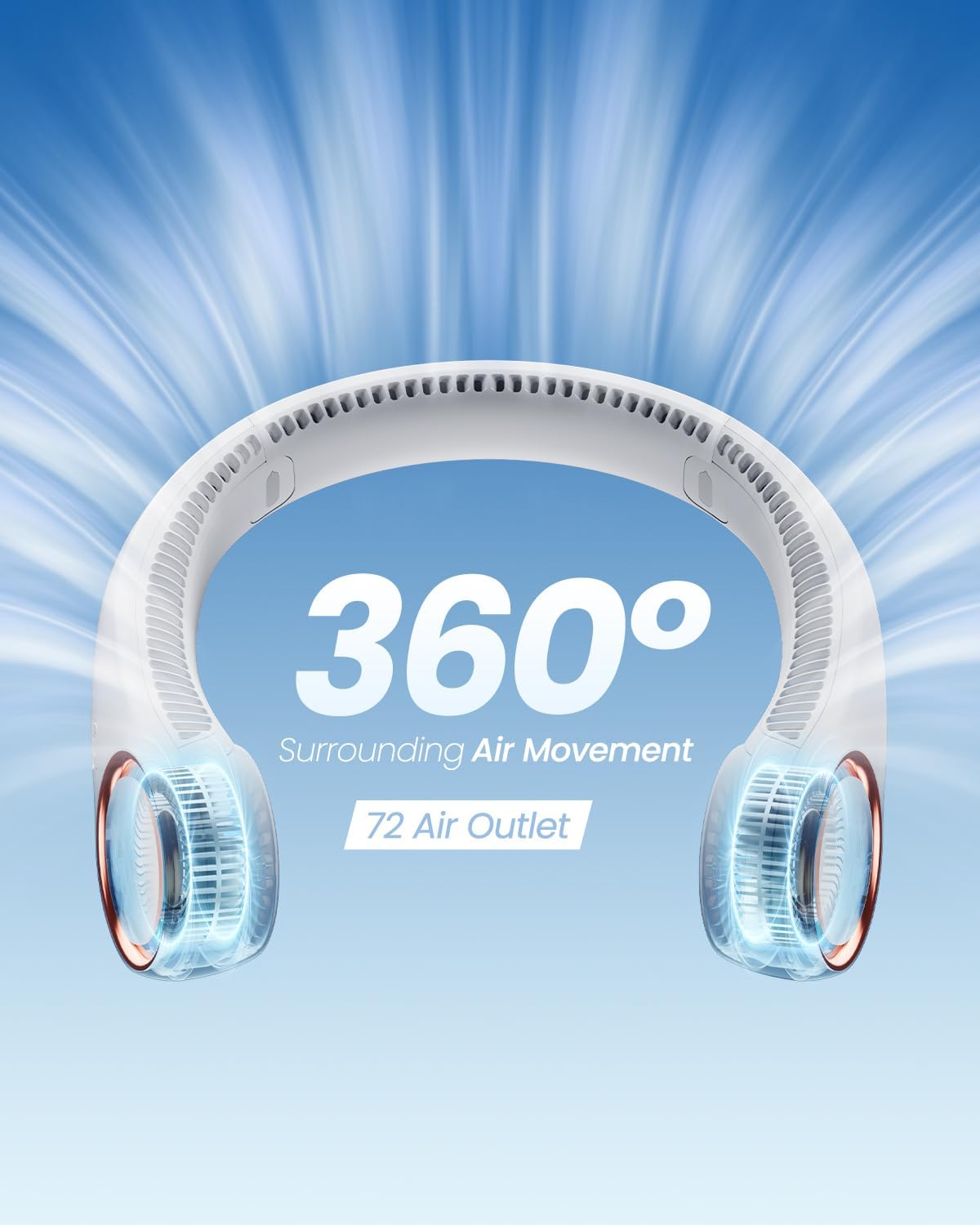 Gaiatop Portable Neck Fan Rechargeable, Hands-Free 360° Cooling, 17hrs Runtime, Battery Powered Personal Wearable Fan Quiet, Summer Outdoor Travel Essentials, Birthday Gifts for Women Men Teens, White