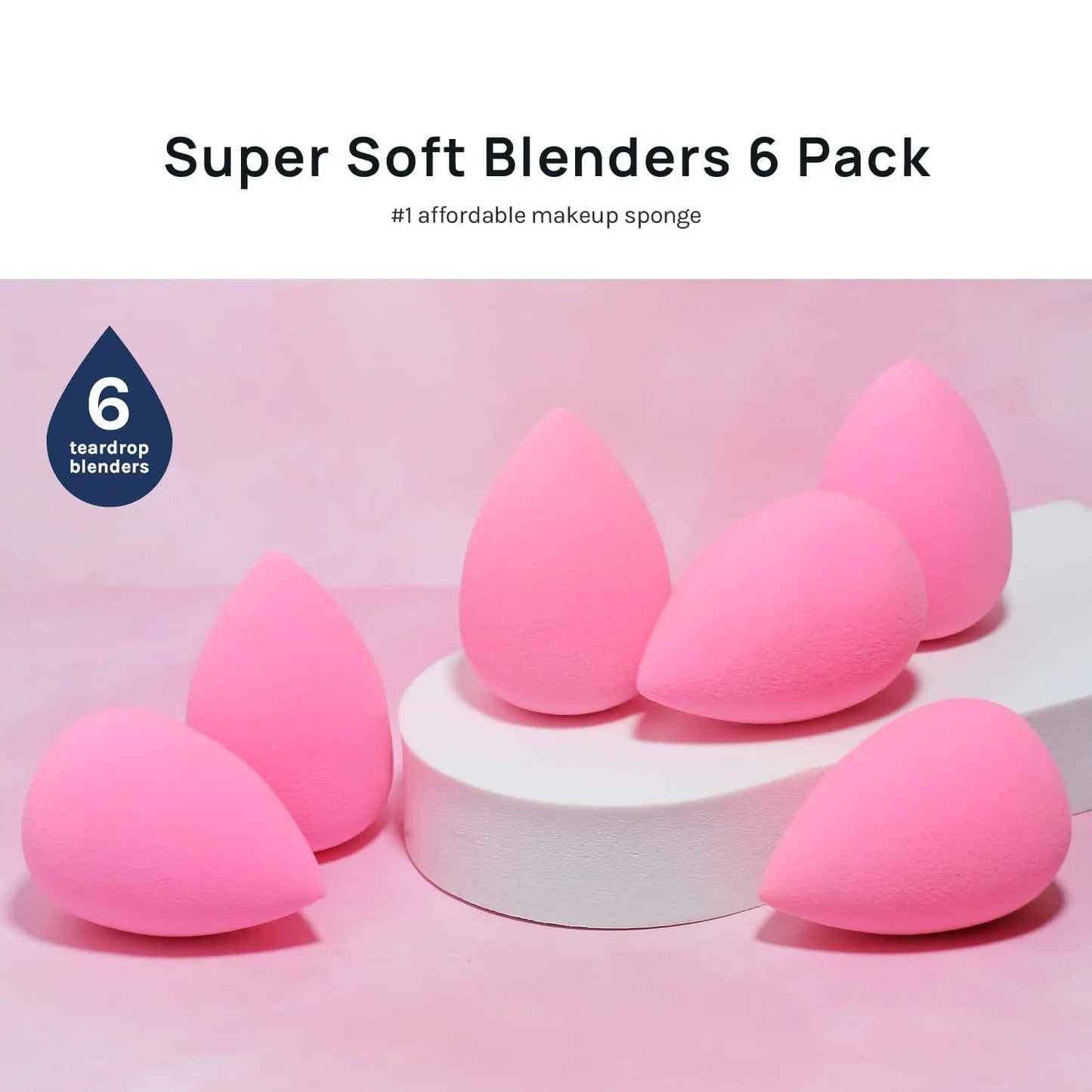AOA Studio Latex-Free Makeup Sponge Set of 6, Super Soft for Powder, Cream & Liquid - Cart Shape