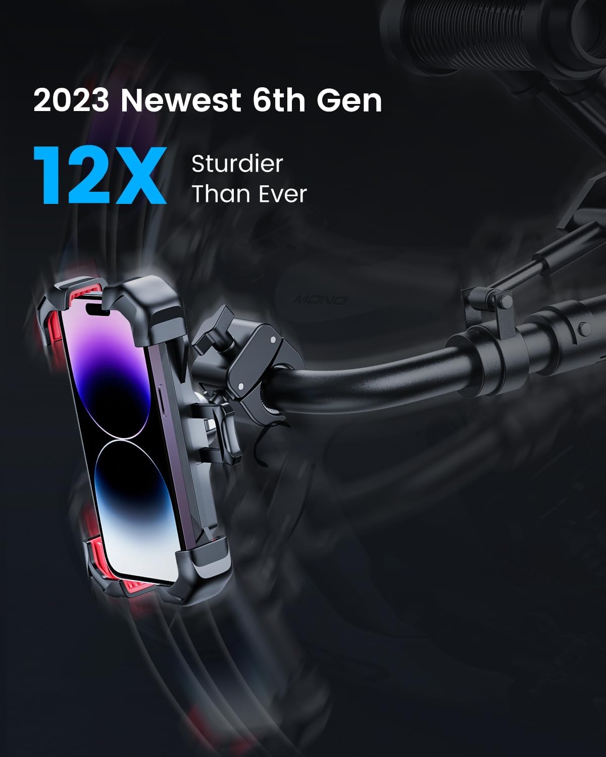 JOYROOM Motorcycle Phone Mount, 1s Auto Lock 100mph Military Anti-Shake Bike Phone Holder for Bicycle, 10s Quick Install Handlebar Phone Mount, Compatible with iPhone, Samsung, All Cell Phone