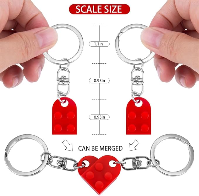 BOBIPRO Couples Matching Stuff Gifts - Red Heart Keychain, Matching Couple Heart Keychains Decorations Christmas Valentines Day Gifts for Boyfriend Girlfriend