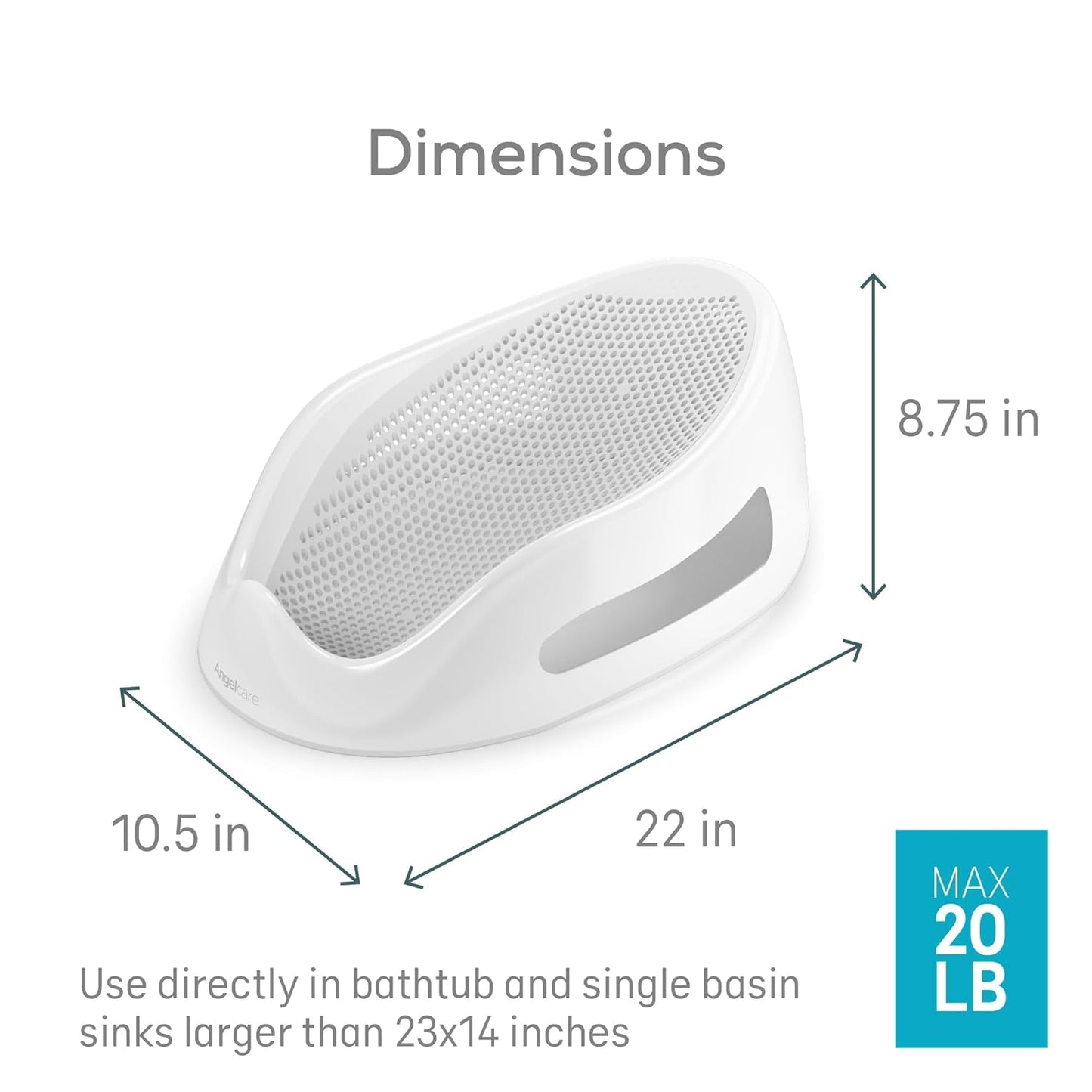 Angelcare Baby Bath Support (Gray) | Ideal for Babies Less Than 6 Months Old