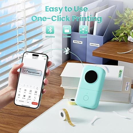 Phomemo D30 Label Maker Machine, Portable Bluetooth Mini Label Printer, Smart Phone Handheld Thermal Sticker Small Labeler Multiple Templates Font Icon Inkless for Home Office