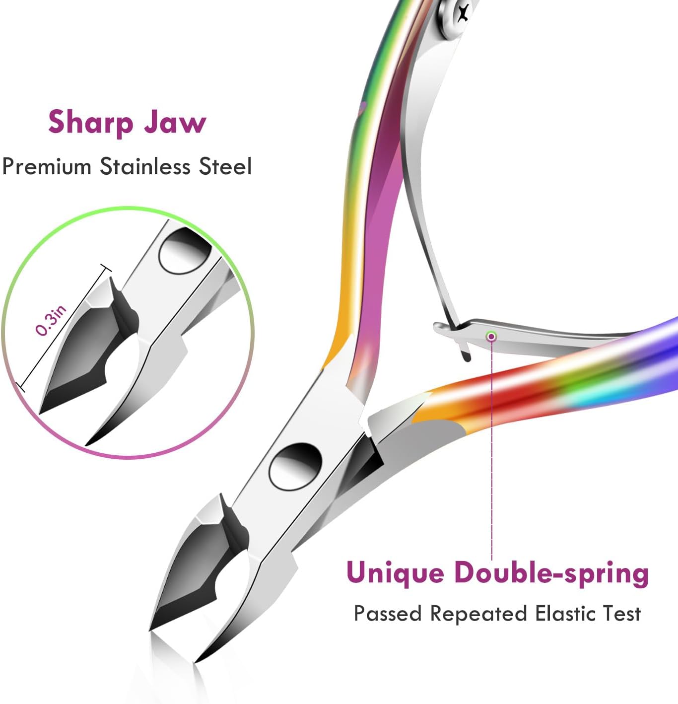 Cuticle Trimmer Cuticle Remover with Cuticle Pusher, XUNXMAS Professional Stainless Steel Durable Pedicure Manicure Tools Cutter Nipper Scissor Clipper for Fingernails and Toenails Dead Skin