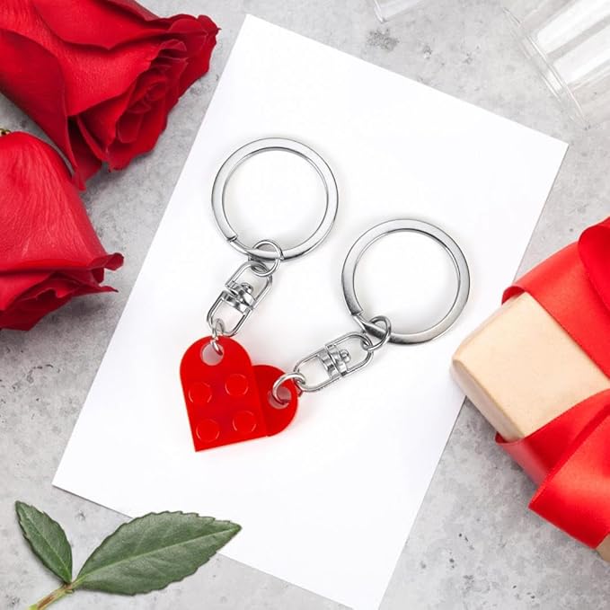 BOBIPRO Couples Matching Stuff Gifts - Red Heart Keychain, Matching Couple Heart Keychains Decorations Christmas Valentines Day Gifts for Boyfriend Girlfriend